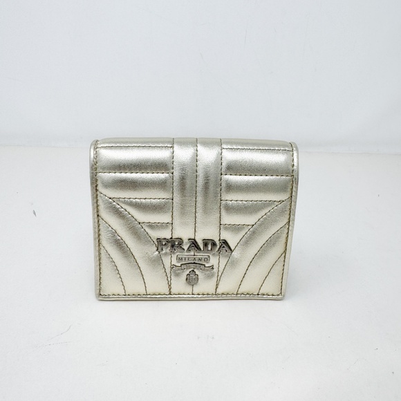 Prada Metallic Nappa Impunture Diagramme Wallet - Picture 1 of 8